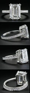 2.00 ct White color Emerald Cut Engagement 925 Sterling silver moissanite ring