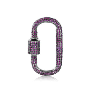 925 Solid Silver Natural Pink Sapphire Carabiner Lobster Clasp Finding Jewelry