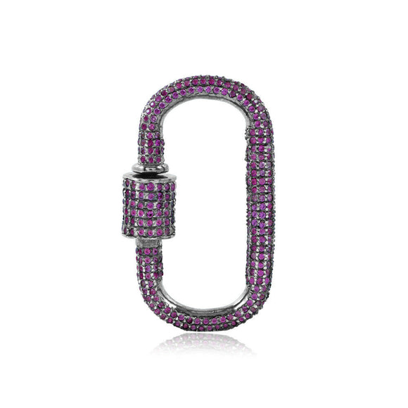 925 Solid Silver Natural Pink Sapphire Carabiner Lobster Clasp Finding Jewelry