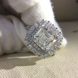 3ct 7mm Asscher Brilliant Cut VVS1 Engagement Ring 925 Silver OM