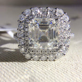 3ct 7mm Asscher Brilliant Cut VVS1 Engagement Ring 925 Silver OM