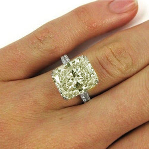 Radiant Moissanite Ring Yellow Engagement Wedding Solid 10K white Gold 2.36 Ct