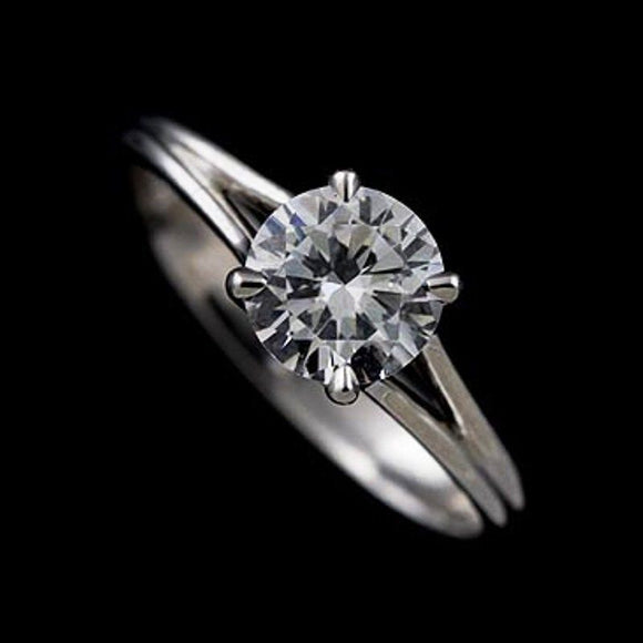 Solitaire Diamond Engagement Ring Bridal Wedding Ring Classic Sterling Silver