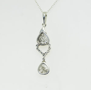 0.61ct Gray Slice Diamond Necklace, 925 Sterling Silver, Natural Diamond, Slice Diamond pendant