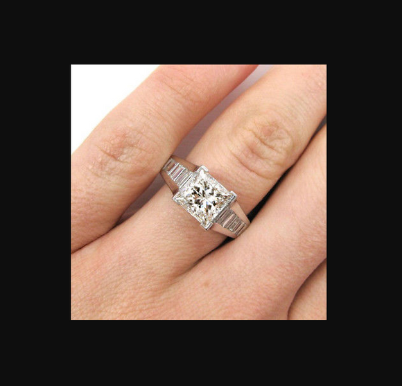 2.78Ct Off White Princess Engagement Wedding Ring 925 Sterling Silver