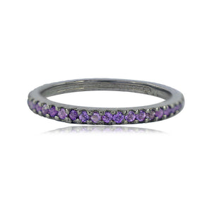 Genuine Purple Amethyst 925 Sterling Silver Band Ring Jewelry Size 6.5 RIMJ-213