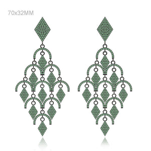 925 Silver Natural Pave Set Chrome Diopside Designer Chandelier Earrings Jewelry