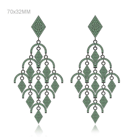 925 Silver Natural Pave Set Chrome Diopside Designer Chandelier Earrings Jewelry