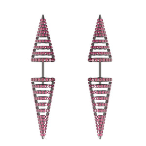 925 Sterling Silver 6.3ct Natural Pave Pink Ruby Spike Earrings Women's Jewelry