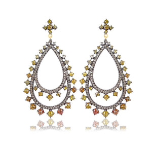 Natural Tambuli Diamond Pave Diamond 925 Silver Gold Beautiful Earrings Jewelry