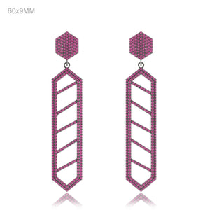 925 Sterling Silver 5.74cts Natural Pave Ruby Gemstone Dangle Earrings Jewelry