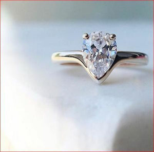 2Ct White Pear Cut Wedding Engagement Ring 925 Sterling Silver RGP