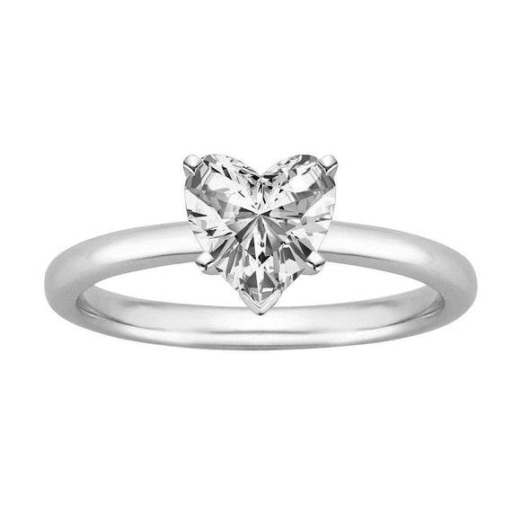 2.00 Ct Heart Cut Moissanite Solitaire Engagement Ring In 10K White Gold Over