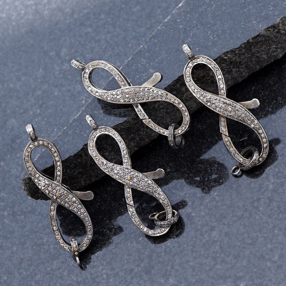 Natural Pave Diamond 925 Solid Silver Clasp Lobster Hooks Finding Jewelry FI-17