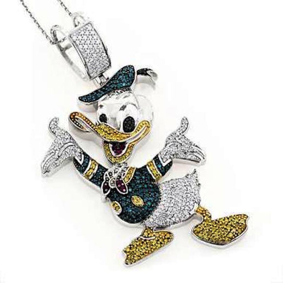 New Donald Duck Pendant Cartoon Stylish Men Women Solid Sterling Silver