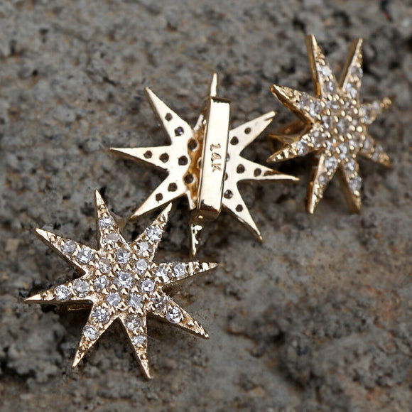 14k Solid Gold Genuine Pave Diamond Starburst Beautiful Pendant Jewelry PEMJ-797