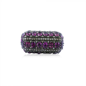 1.5ct Natural Pink Sapphire Pave Diamond 925 Silver Spacer Beads Finding Jewelry