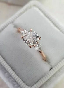 2 Ct Moissanite Solitaire Three Stone Engagement Ring 14K Rose Gold Over VVS1