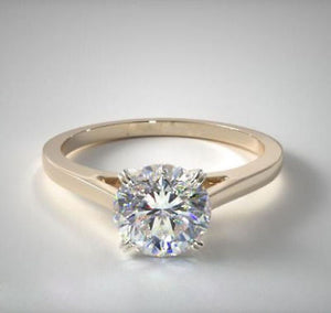 2Ct VVS1 White Brilliant Cut Moissanite Diamond Engagement Ring 10K Yellow Gold