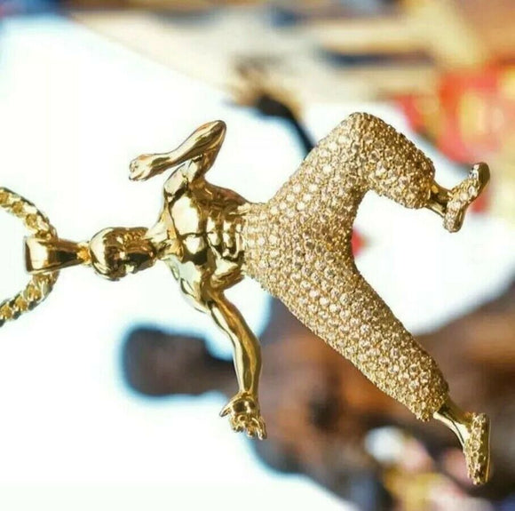 Lucky BRUCE-LEE Pendant HipHop Style Diamond Studded STERLING SILVER 925