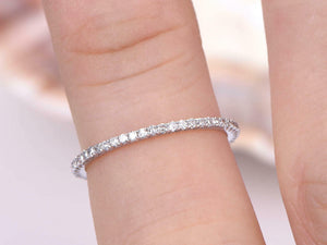 Moissanite Eternity Band Wedding Ring 14k White Gold 1.42 Ct Round Brilliant Cut