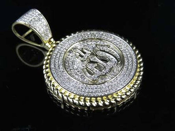 ALLAH Islamic Pendant Arabic Holy Lucky Religious Theme Sacred Diamond Studded