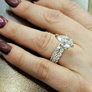 3 Ct Pear White Loose Moissanite Engagement Wedding Ring in Solid 10K White Gold