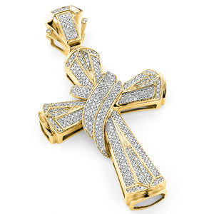 Royal Pendant Jesus Christian Cross Golden Diamond Studded Solid Sterling Silver