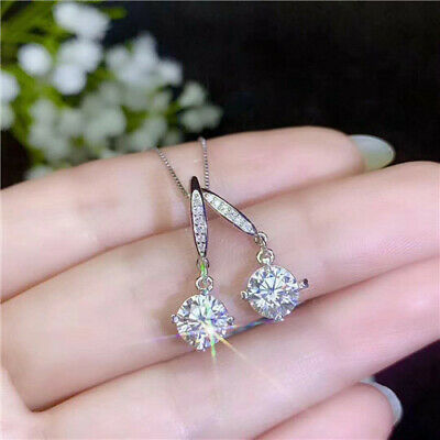 4Ct Round Cut VVS1/D Diamond Drop/Dangle Earrings Solid 14K White Gold Finish