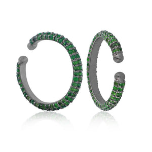 Genuine Chrome Diopside Ear Cuff Earrings 925 Sterling Silver Handmade Jewelry