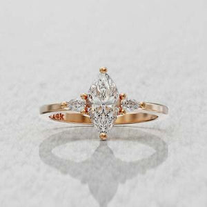 2.5 ct teardrop pear cut marquise Moissanite engagement ring Solid 14K Rose gold