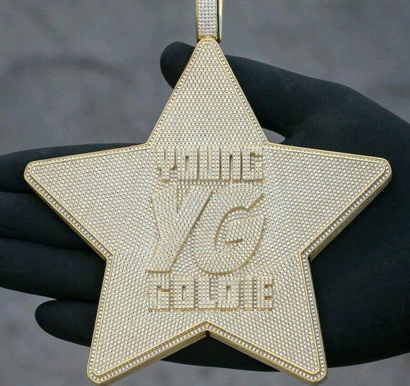 Lucky YOUNG GOLDIE Pendant HipHop Style Diamond Studded Solid Sterling SILVER925