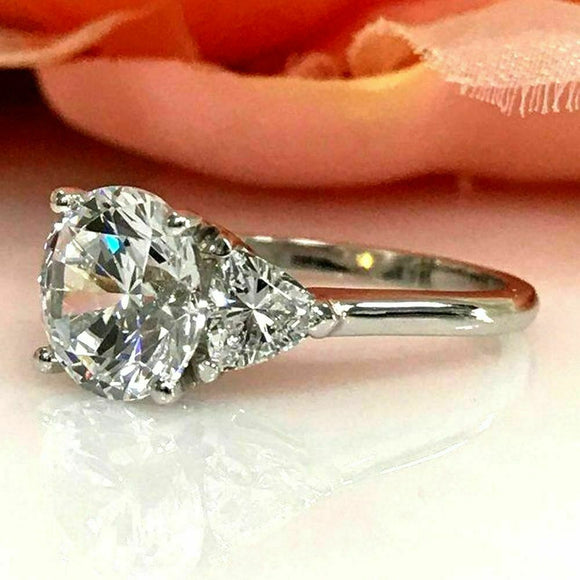 2.5 ct Brilliant Round Cut Moissanite Ring Near White 14k White Gold Over