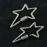 Natural Pave Diamond Star Carabiner Clasp Finding 925 Silver Jewelry Accessories