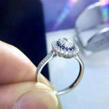 2.50 Ct Oval Cut Blue Halo White Diamond Engagement Ring 14K White Gold Over