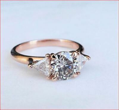 2 Ct White Round Brilliant Moissanite For Mother's days 14K Rose gold Over Ring