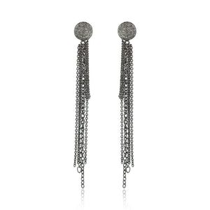 Natural Pave Brown Diamond 925 Solid Silver Link Chain Earrings Jewelry EAMJ-906