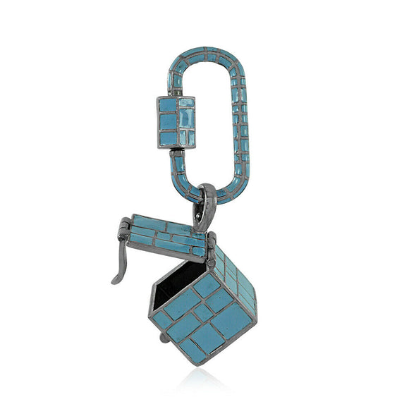 Solid 925 Sterling Silver Enamel Carabiner Clasp & Box Finding Handmade Jewelry