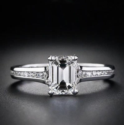 Off White 2.02 Ct Gorgeous Moissanite Unique Engagement Ring 14K White Gold