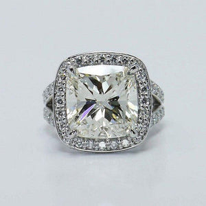 3.48 Ct Off White Cushion Moissanite Engagement Wedding Ring 925 Sterling Silver