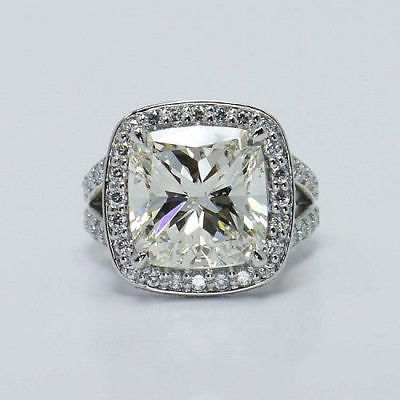 3.48 Ct Off White Cushion Moissanite Engagement Wedding Ring 925 Sterling Silver