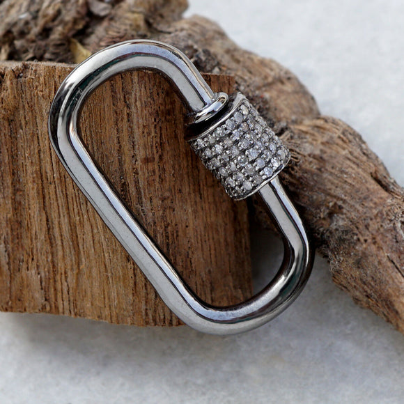 925 Solid Silver Natural Diamond Beautiful Clasp Hook Finding Carabiner Jewelry