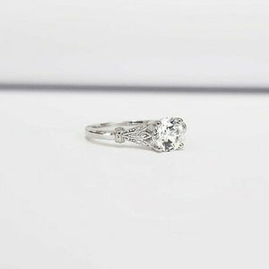 Art deco Moissanite engagement Wedding ring 2.00 ct in Solid 14K white Gold