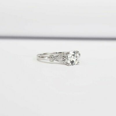 Art deco Moissanite engagement Wedding ring 2.00 ct in Solid 14K white Gold