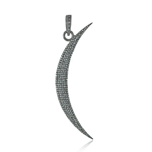 Natural Pave Diamond Crescent Moon 925 Silver 18" Link Chain Pendant PEMJOS-787