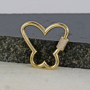 Butterfly 14k Yellow Gold Pave Diamond Carabiner Clasp Finding Lock Jewelry Gift