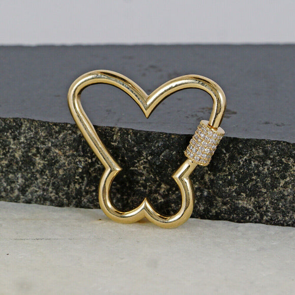 Butterfly 14k Yellow Gold Pave Diamond Carabiner Clasp Finding Lock Jewelry Gift