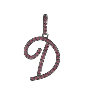 925 Silver Natural Pink Ruby Alphabet Initial Letter D Charm Pendant Jewelry