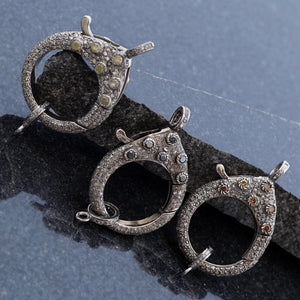 Double Side Pave Diamond 925 Silver Beautiful Lobster Clasp Finding Jewelry FI-2