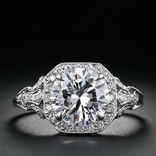 Off White Gorgeous Moissanite 1.50 Ct Beauty Engagement Ring 925 Sterling Silver